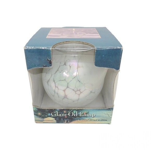 Vintage Traditions Hand Blown Iridescent Glass Oil Lamp - Picture 1 of 14